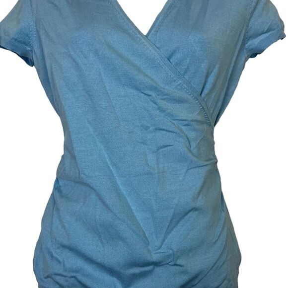 Ann Taylor Loft Y2K Silk Blend Knit Thin Short Sleeve Wrap Look Sweater NWT XS - Picture 3 of 16